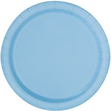 Unique Party: 16 Pwdr Blu 9In Plt Sup Qs. Piatto Carta 23 Cm Azzurro Sup