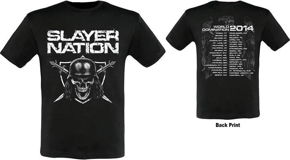 Slayer: Rock Off - Slayer Nation 2014 Dates Ex-Tour With Back Print (T-Shirt Unisex Tg. M)