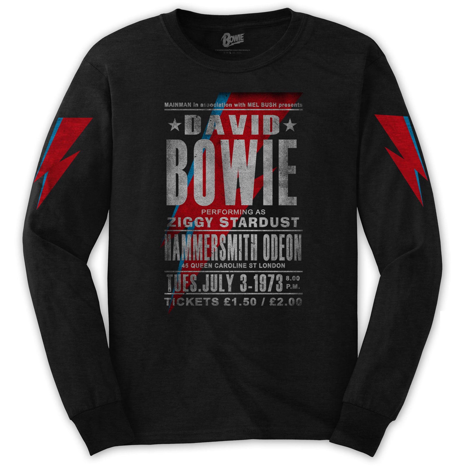 David Bowie: Rock Off - Hammersmith Odeon Arm Print (Maglia Manica Lunga Unisex Tg. XL)