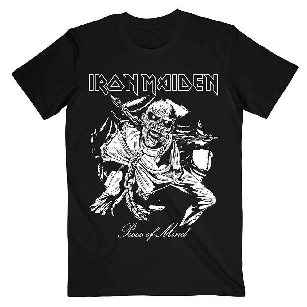 Iron Maiden: Rock Off - Piece Of Mind Mono Eddie Black (T-Shirt Unisex Tg. L)
