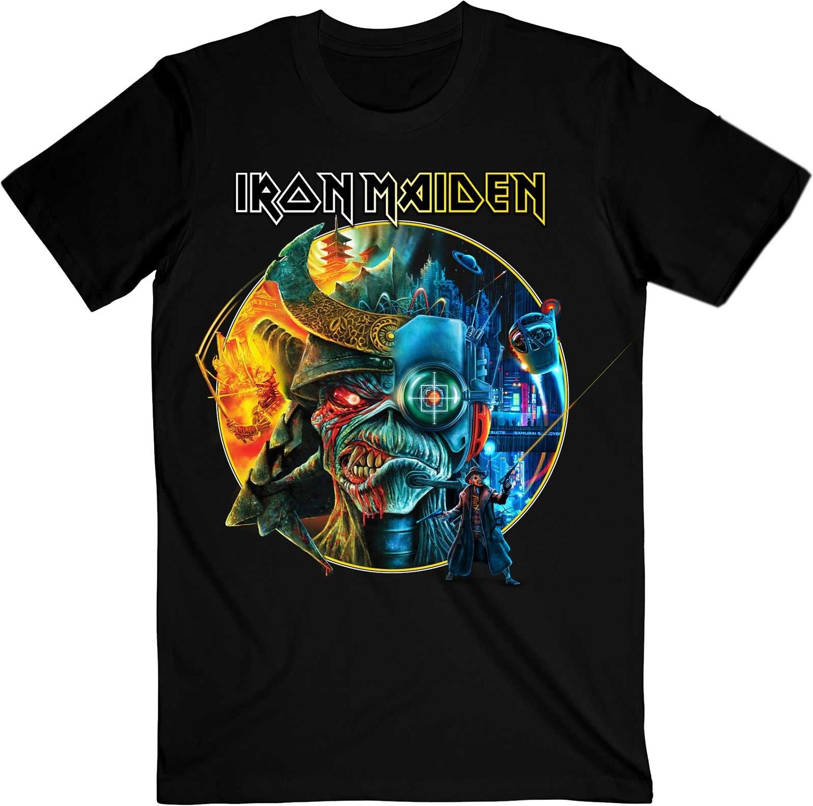 Iron Maiden: The Future Past Tour 23 Circle Art - Black (T-Shirt Unisex Tg. L)