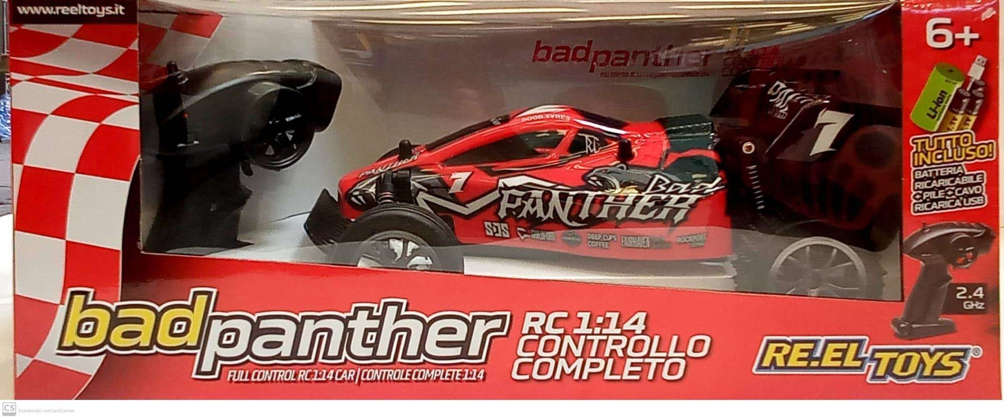Reel Toys: Panther - 1:16 Sc. - Rc 2.4Ghz - With Suspensions - Front And Rear Shock Absorbers - With Lithium Battery + Usb Cable + Aa Bateries Include