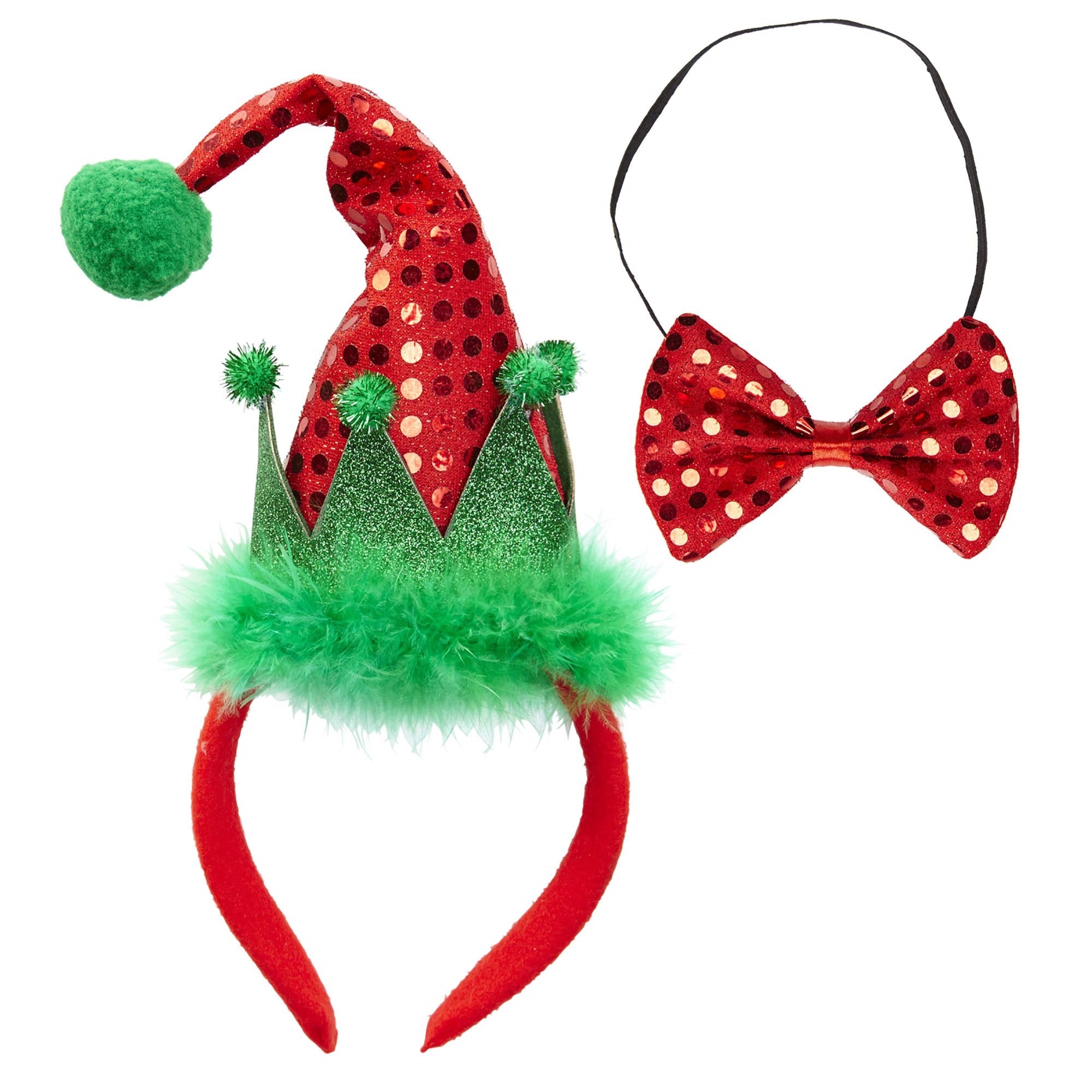 Widmann: Mini Cappello Elfo Aiutante Di Babbo Natale & Farfallino In Paillettes