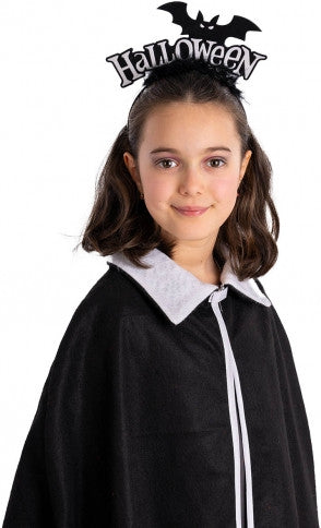 Carnival Toys: Cerchietto Halloween Bianco Con Pipistrello E Marabout Su Cartoncino