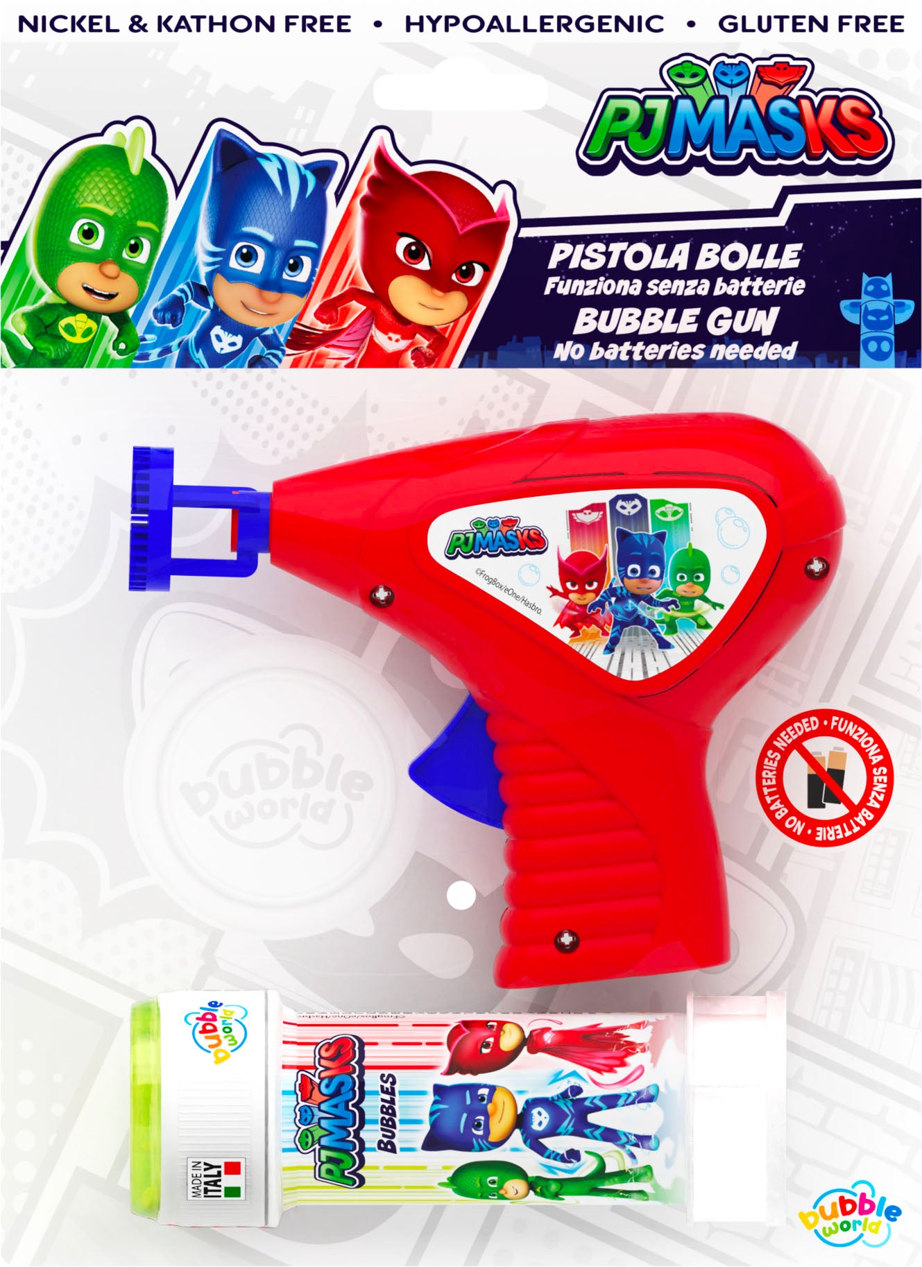 Dulcop Bolle Di Sapone - Pistola Bolle Meccanica Piccola - Superpigiamini - Pj Masks - Blister 1 Pz 60 Ml