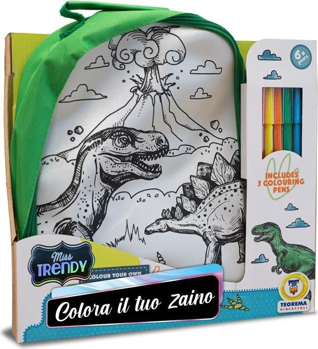Teorema: Miss Signorina - Zaino Dinosauro Con Pennarelli - Open Touch Box