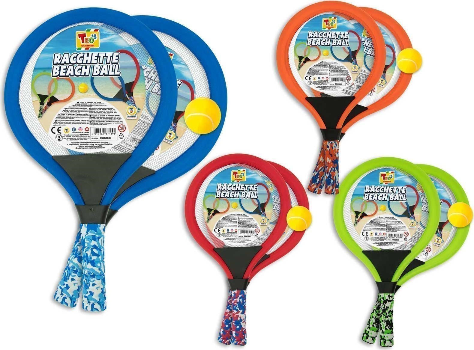 Teorema: Teos - Racchette Beach Ball 50x28 Cm Con Pallina (Assortimento)