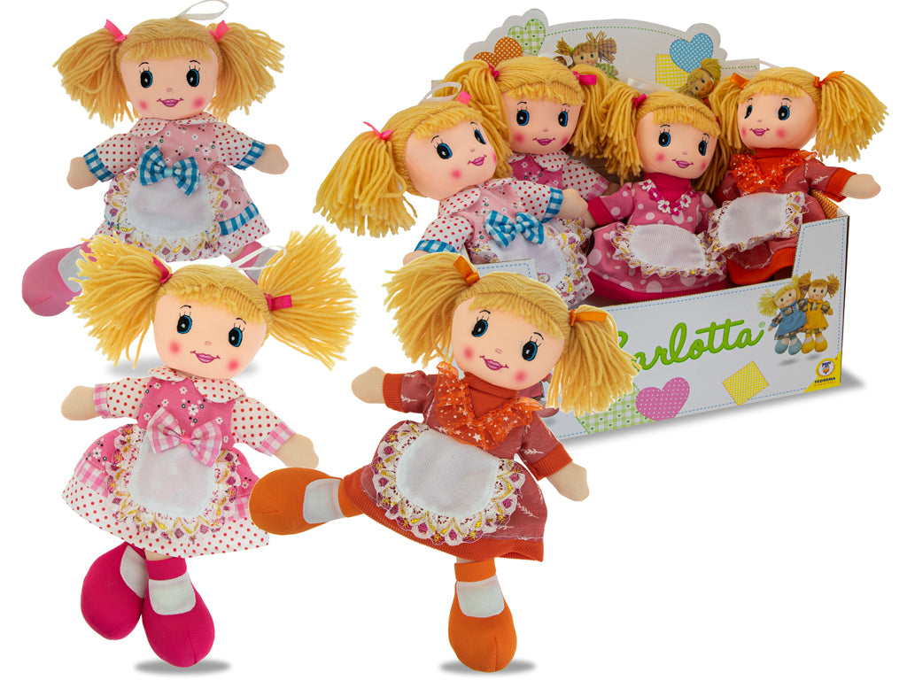 Teorema: Carlotta - Bambola In Pezza Con Grembiuli Ricamo 4 Col. Ass 30 Cm - Display Box
