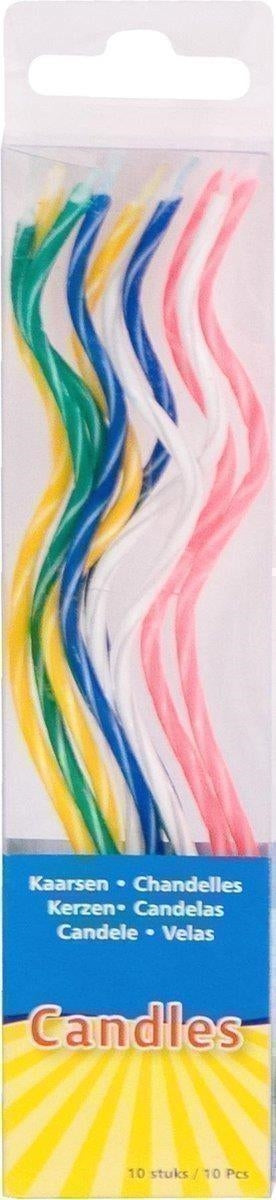 Folat: Candles Spiral Long 10. Confezione 10 Candele Spirale Colori Assortiti