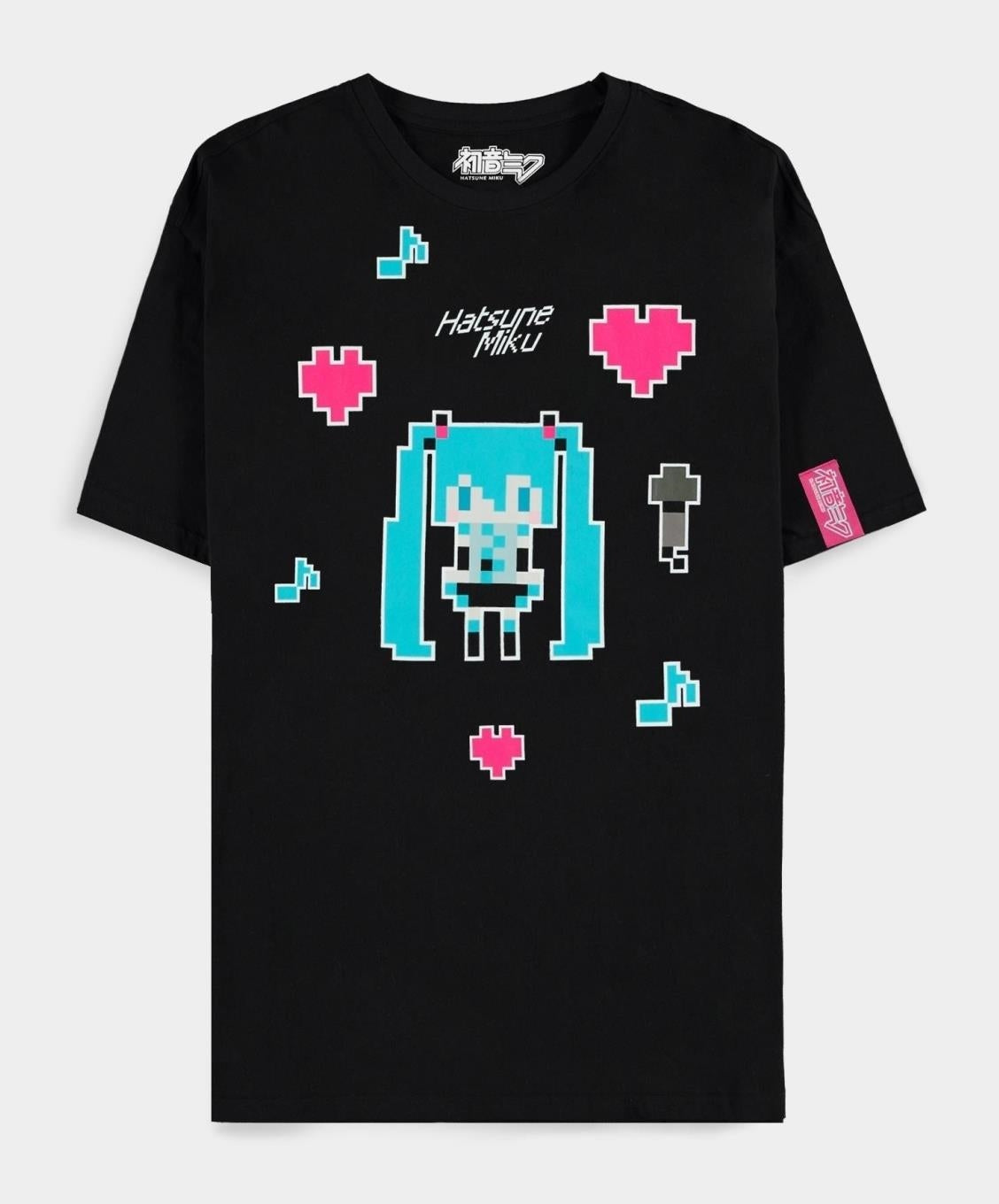 Hatsune Miku - Unisex Pixel Short Sleeved T-Shirt - Xl Short Sleeved T-Shirts U Black