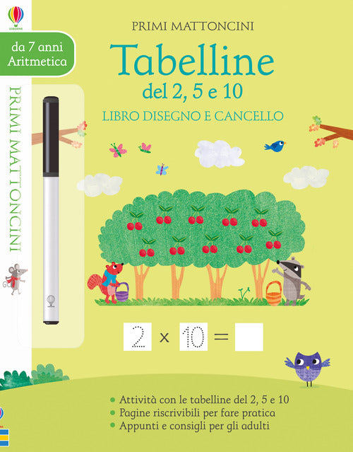 Tabelline del 2, 5, e 10 . Libro disegno e cancello. Primi mattoncini