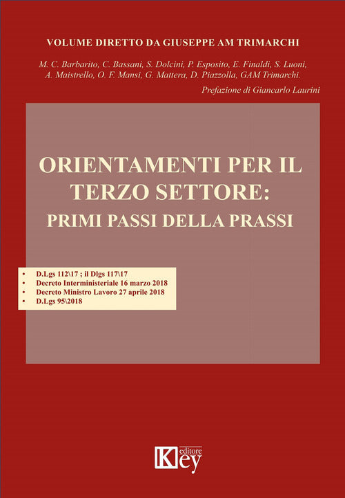 Cover of Orientamenti per il terzo settore: primi passi della prassi