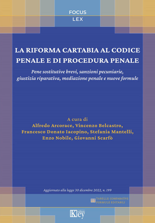 Cover of riforma Cartabia al codice penale e di procedura penale. Pene sostitutive brevi, sanzioni pecuniarie, giustizia riparativa, mediazione penale e nuove formule