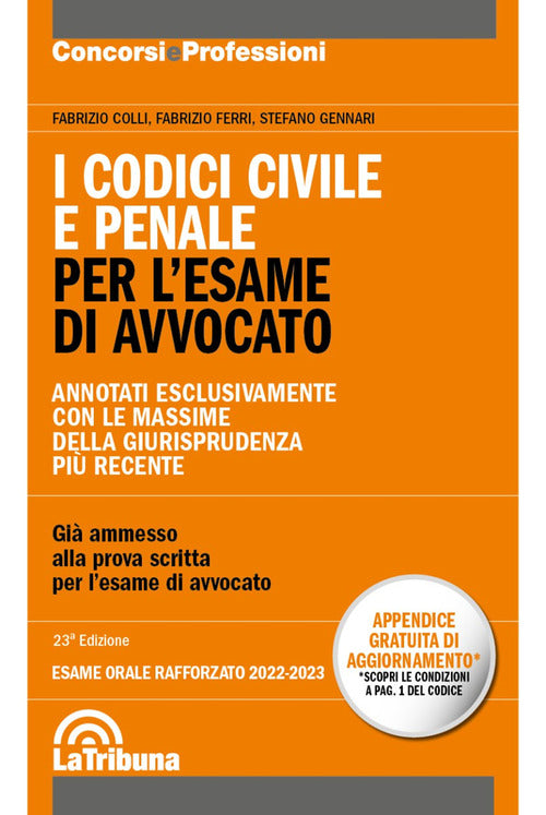 Cover of codici civile e penale. Per l'esame di avvocato. Esame rafforzato 2022-2023