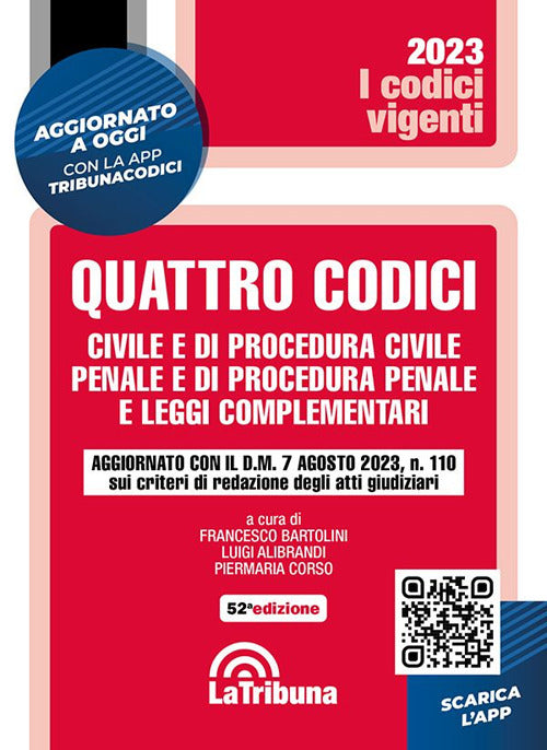 Cover of Quattro codici. Civile e di procedura civile, penale e di procedura penale e leggi complementari