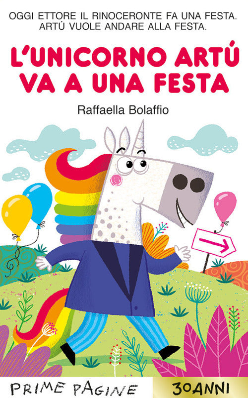 Cover of unicorno Artù va a una festa. Stampatello maiuscolo