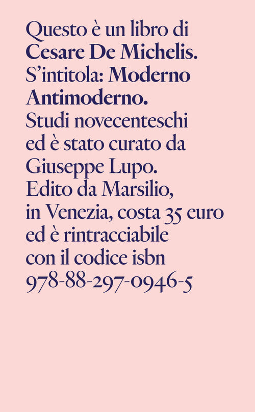 Cover of Moderno antimoderno. Studi novecenteschi
