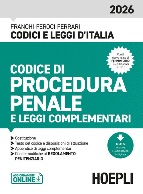 Codice di procedura penale e leggi complementari 2026