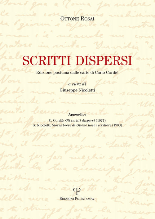 Scritti dispersi. Edizione postuma dalle carte di Carlo Cordi