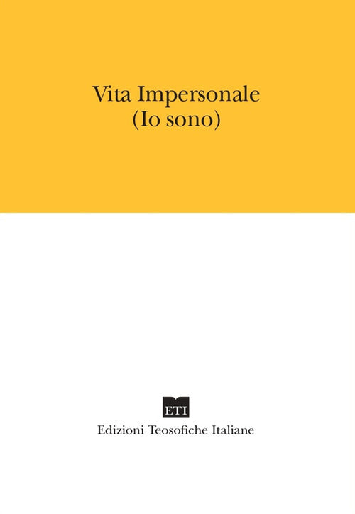 Cover of Vita impersonale. Io sono