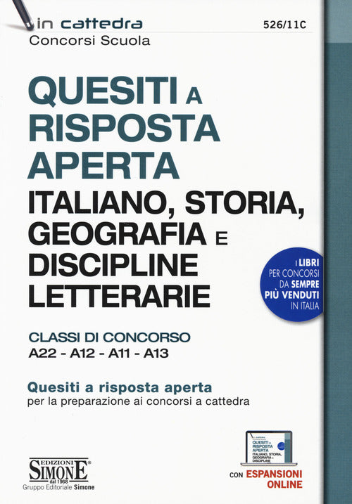 Cover of Quesiti a risposta aperta. Italiano, storia, geografia e discipline letterarie. Classi di concorso A22-A12-A11-A13
