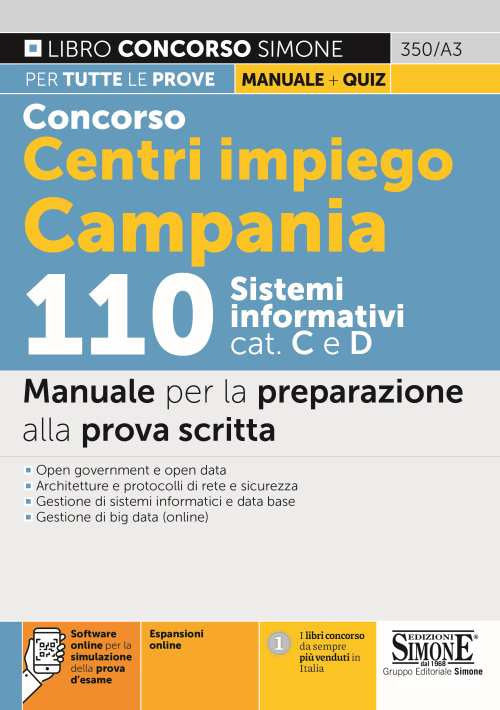 Cover of Concorso Centri impiego Campania 110 Sistemi informativi Cat. C e D. Manuale per la preparazione alla prova scritta