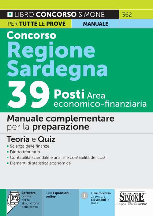 Cover of Concorso regione Sardegna 39 posti area economico-finanziaria. Manuale complementare per la preparazione
