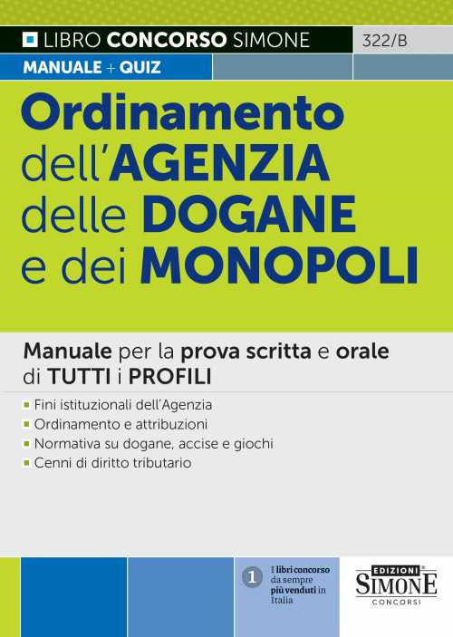 Cover of Ordinamento dell'Agenzia delle Dogane e dei Monopoli. Manuale per la prova scritta e orale di tutti i profili