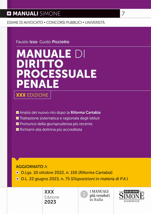Cover of Manuale di diritto processuale penale. Analisi del nuovo rito dopo la Riforma Cartabia