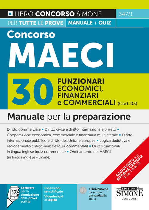 Cover of Concorso MAECI 2023. 30 funzionari economici finanziari e commerciali (Cod. 03). Manuale per la preparazione