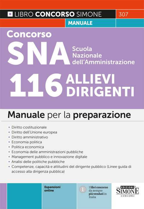 Cover of Concorso SNA Scuola Nazionale dell'Amministrazione. 116 allievi dirigenti. Manuale per la preparazione