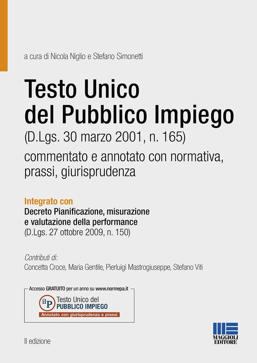 Cover of testo unico del pubblico impiego commentato