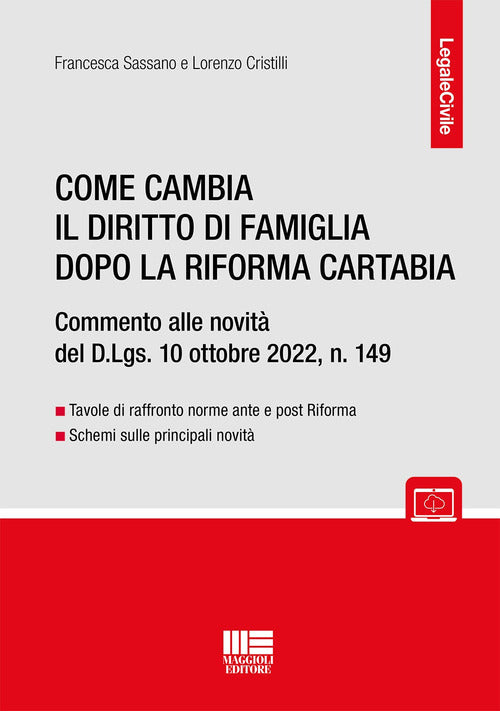 Cover of Come cambia il diritto di famiglia dopo la Riforma Cartabia