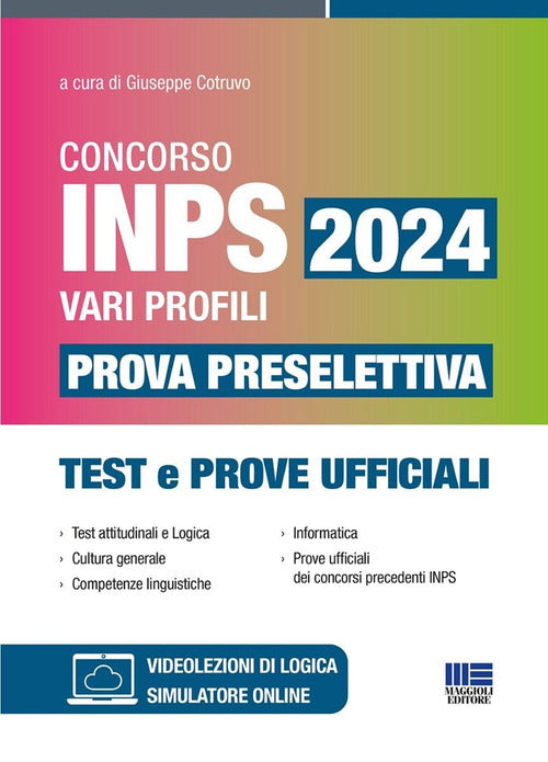 Cover of Concorso INPS 2024 vari profili. Prova preselettiva. Test e prove ufficiali