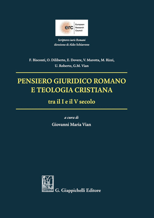 Cover of Pensiero giuridico romano e teologia cristiana tra il I e il V secolo