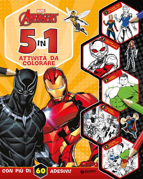 5 in 1 attivit da colorare. Avengers. Con adesivi