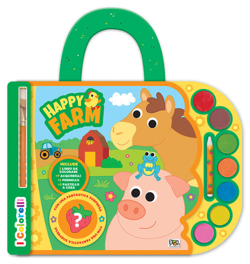 Happy farm. Valigetta con acquerelli. I colorelli