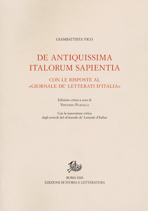 Cover of De antiquissima italorum sapientia