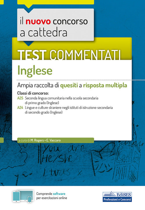 Cover of nuovo concorso a cattedra. Test commentati Inglese. Ampia raccolta di quesiti a risposta multipla. Classi A25, A24
