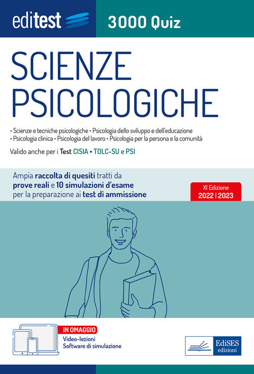 Cover of Test ammissione Scienze Psicologiche 2022: raccolta di 3.000 Quiz. Valido anche per il Tolc-Su e il PSI