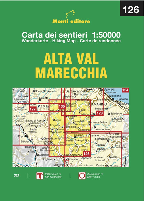 Cover of Alta Val Marecchia. Carta dei sentieri 1:50.000 Ediz. multilingue