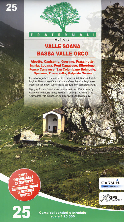 Cover of Carta n. 25. Valle Soana, Bassa Valle Orco. Carta dei sentieri e stradale 1:25.000. Adatto a GPS