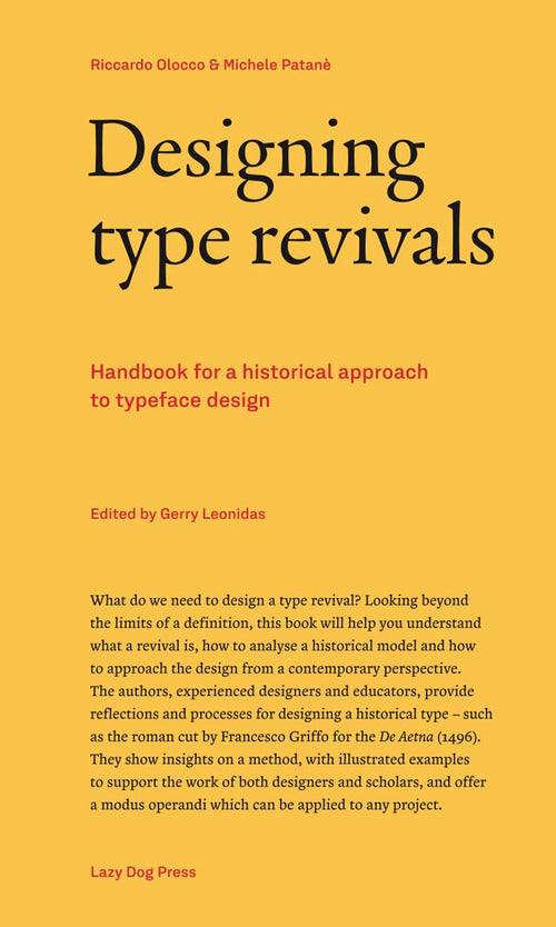 Cover of Designing type revivals. Handbook for a historical approach to typeface design
