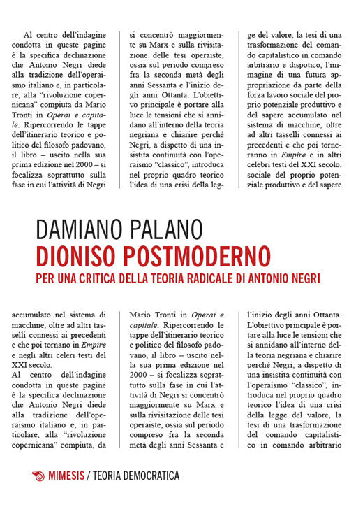 Dioniso postmoderno. Per una critica della teoria radicale di Antonio Negri