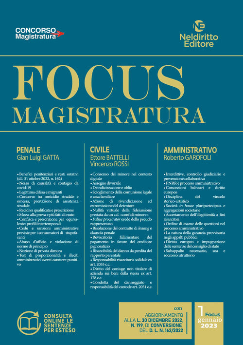 Cover of Focus magistratura. Concorso magistratura 2023: Penale, civile, amministrativo