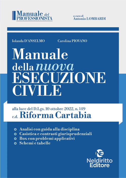 Cover of Manuale della nuova esecuzione civile, alla luce della c.d. Riforma Cartabia