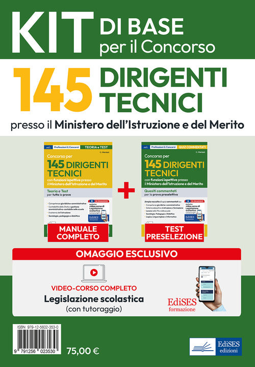 Kit base per il concorso 145 Dirigenti tecnici al Ministero Istruzione. Manuale e test per una preparazione completa