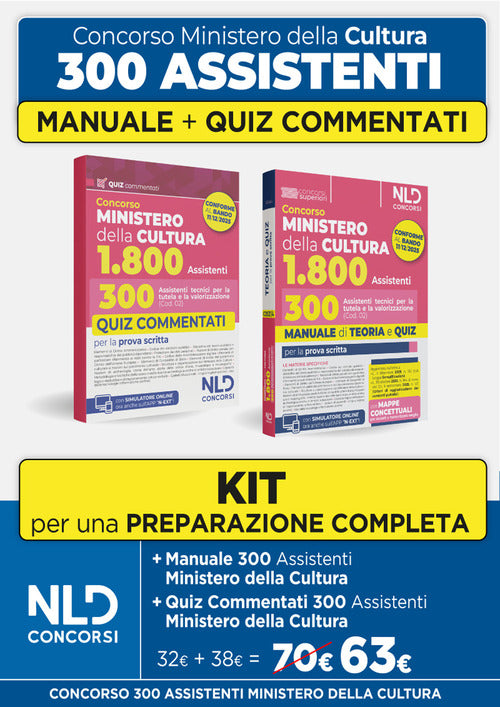 Concorso Ministero della Cultura 1800 posti. 300 assistenti tecnici per la tutela e la valorizzazione del patrimonio culturale (Cod. 02). Kit manuale di teoria e quiz commentati per la prova scritta
