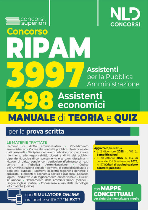 Concorso Ripam 3.997 posti, profilo per 498 assistenti economici. Manuale di teoria e quiz per la prova unica