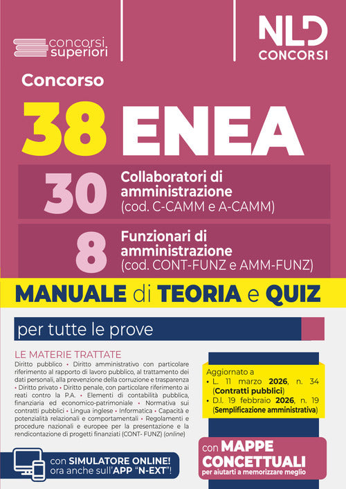 Concorso 38 posti Enea 30 collaboratori di amministrazione e 8 funzionari di amministrazione. Manuale di teoria e quiz con mappe concettuali